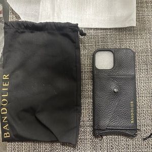 I Phone 12 and 12Pro Bandolier phone holder; the color is pewter, slightly used